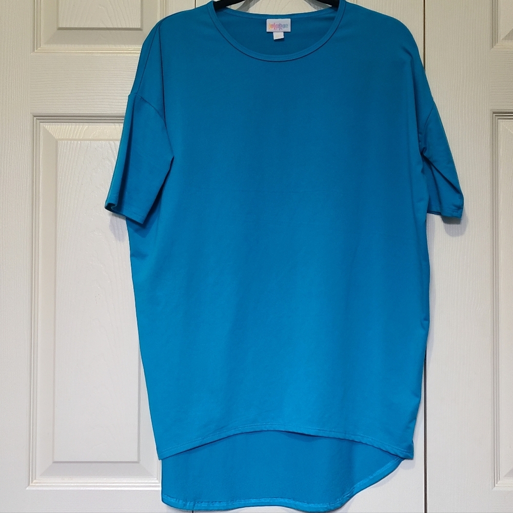 Ocean Blue Solid Comfortable LuLaRoe Irma XXS Tunic Short Sleeve T Top Oversized